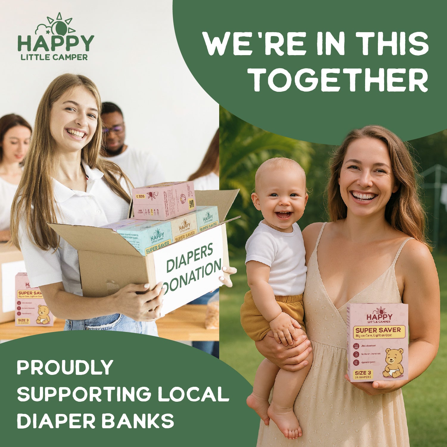 Pre-Order Happy Little Camper Super Saver Nappies, Size 1, Newborn, 2-5 kg