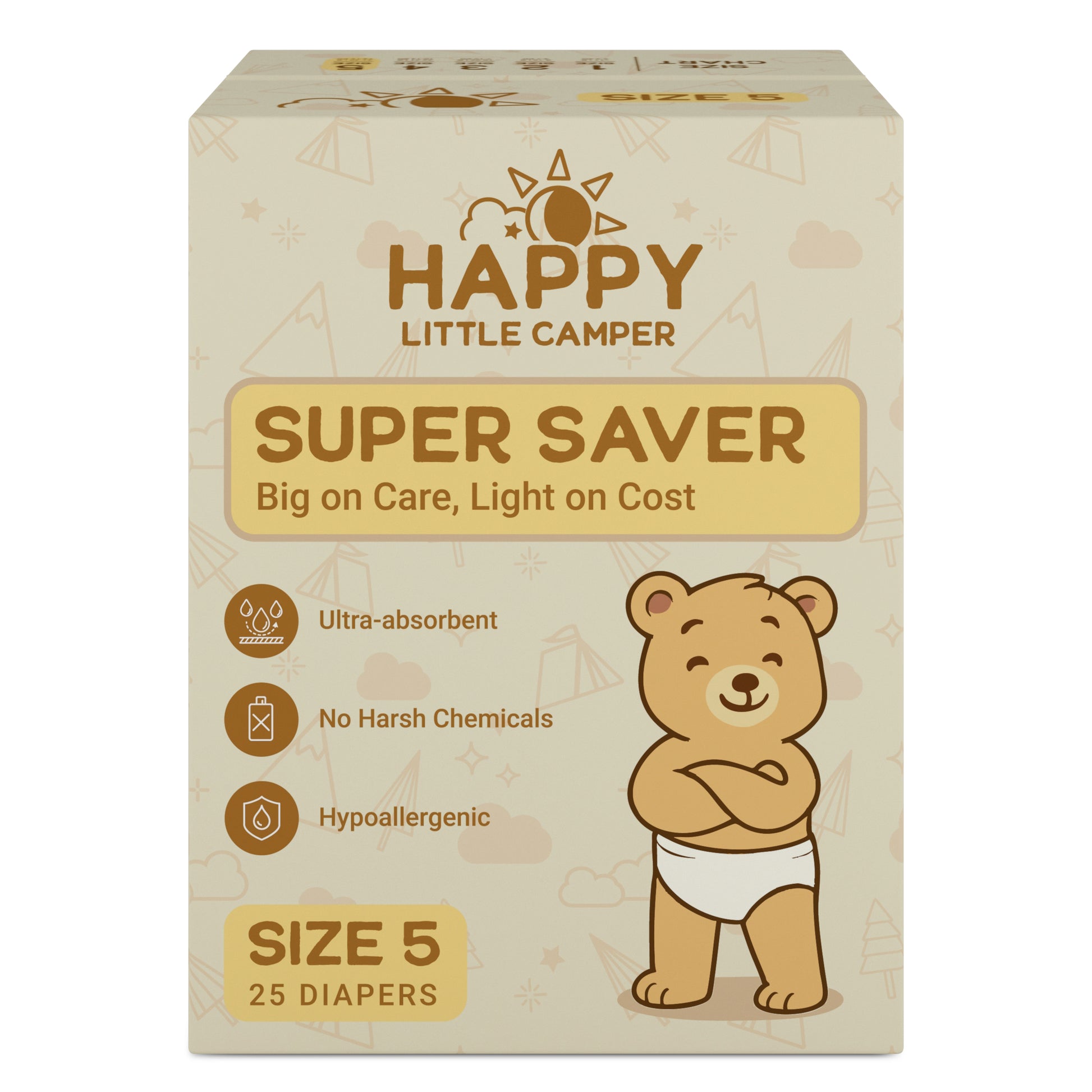 Pre-Order Happy Little Camper Super Saver Nappies, Size 5, Walker, 14-16 kg