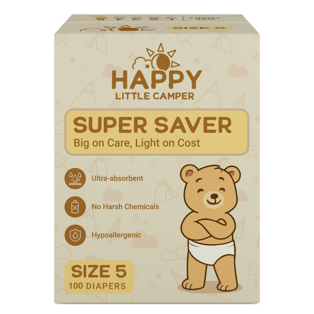 Pre-Order Happy Little Camper Super Saver Nappies, Size 5, Walker, 14-16 kg