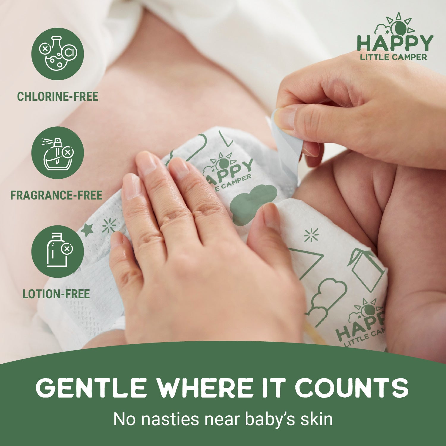Pre-Order Happy Little Camper Super Saver Nappies, Size 1, Newborn, 2-5 kg