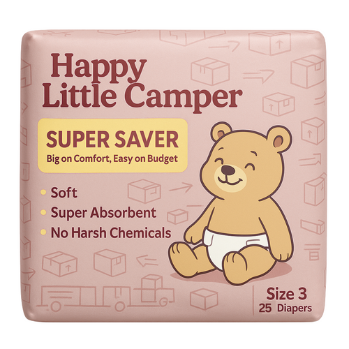 Pre-Order Happy Little Camper Super Saver Nappies, Size 3, Crawler, 7-10 kg