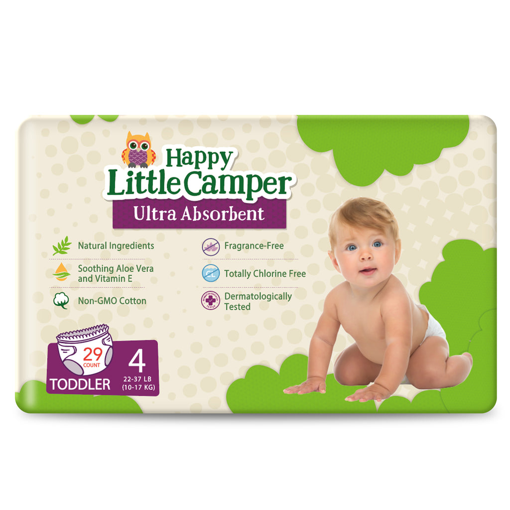 Happy Little Camper Natural Baby Nappies - SIZE 4: TODDLER