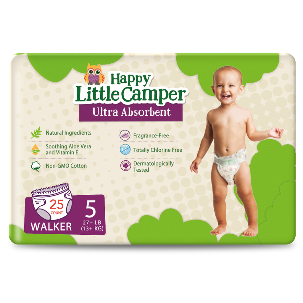 Happy Little Camper Natural Baby Nappies - SIZE 5: WALKER